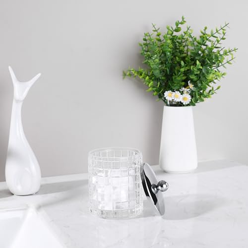 Glass Cotton Jar Holder Silver Lid