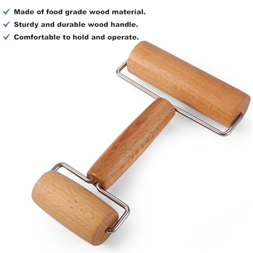 Dough Docker Roller Stainless Steel and Wooden Dough Roller (2 Count)