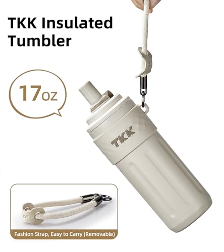 17 OZ Travel Tumbler Ceramic Lining with Straw Lid