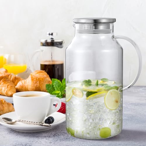 1 Gallon Glass Pitcher with Lid and Handle