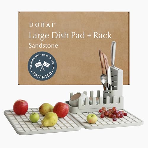 Home Collapsible Dish Drying Rack with Stone Dish Pad