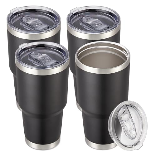 30 oz Tumbler with Lid Stainless Steel Tumblers Bulk (4 Count)