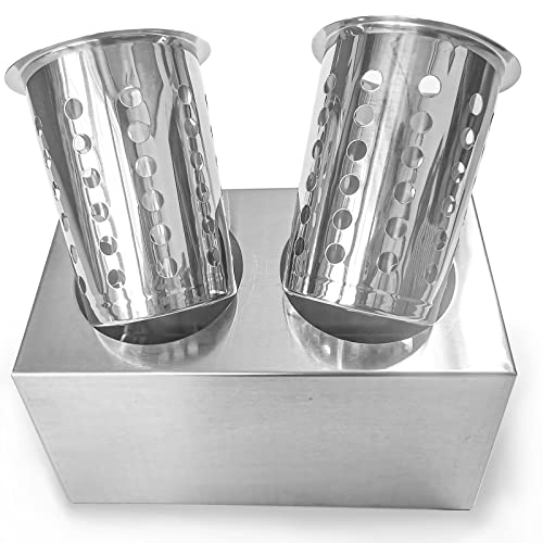 Flatware Organizers Stainless Steel Cylinder Flatware Silverware Utensil Holder Organizer Caddy