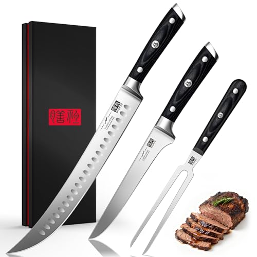 3Pcs BBQ Carving Knife Set with Sheath
