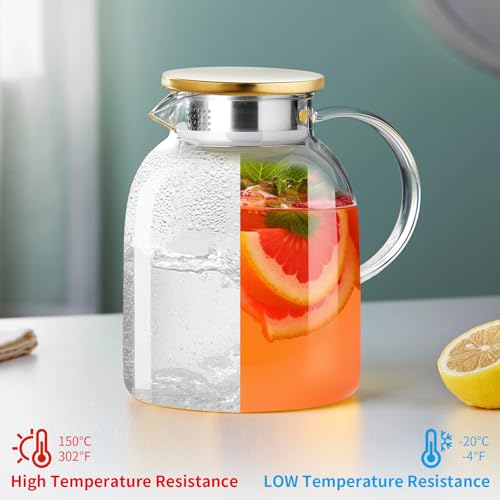 54OZ Glass Pitcher with Lid and Spout