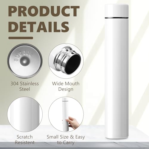 4 Pack White Slim Stainless Steel Water Bottle 8.8 oz (4 Count)