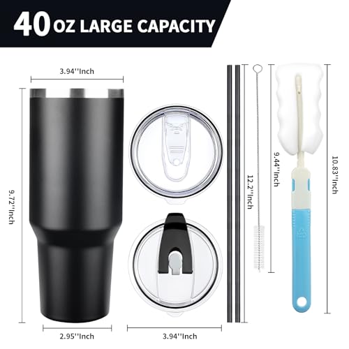 40 oz Tumbler with Lids and Straws