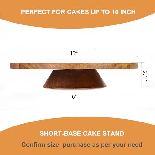 12" Acacia Wood Revolving Cake Stand