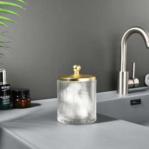 Clear Transparent Apothecary Ribbed Geometric Etched Glass Jar W