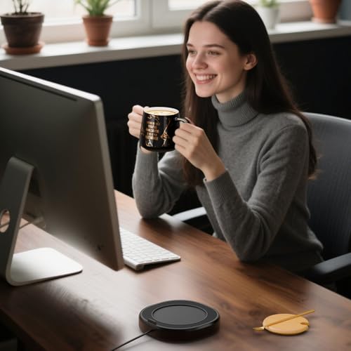 Coffee Mug Warmer with You are Awesome Mug Set Electric Cup Warmer for Desk