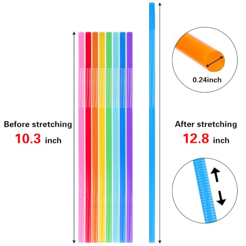 300pcs 10.3 Inches Disposable Flexible Bendy Drinking Straws Plastic Straws (300 Count)