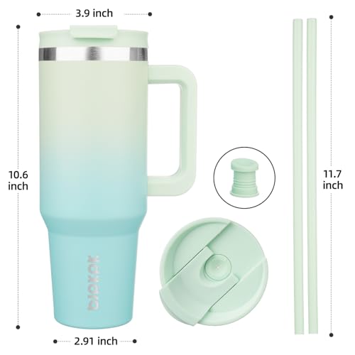 40 oz Insulated Tumbler with Handle & Straw