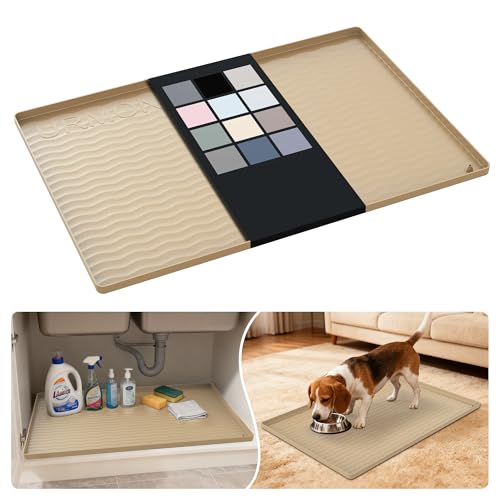 Waterproof Silicone Under Sink Mat 28'' x 19'' Shelf Liner for Kitchen and Bathroom