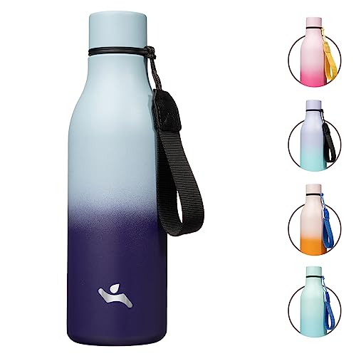 18 oz Insulated Stainless Steel Metal Water Bottle with Strap
