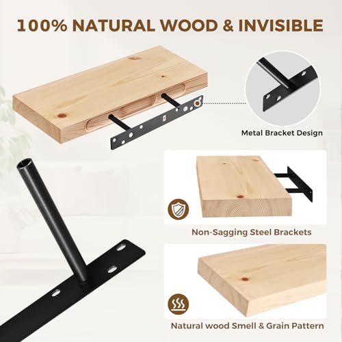 Solid Wood Floating Shelves (2 Count)