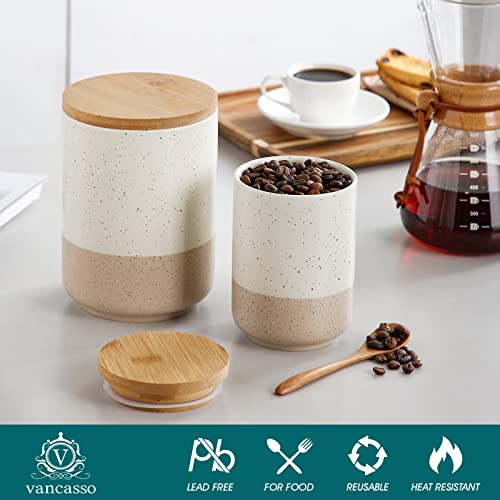 Sabine Small Ceramic Canister with Airtight Wood Lid