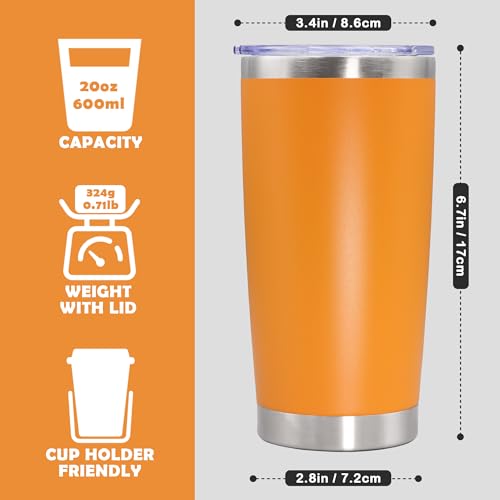 20oz Tumbler Stainless Steel Tumbler Coffee Tumbler with Lid Orange
