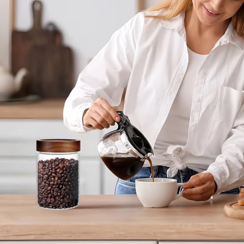 28 Fl oz Glass Food Storage Jar with Airtight Wooden Screw on Lid and Scoop