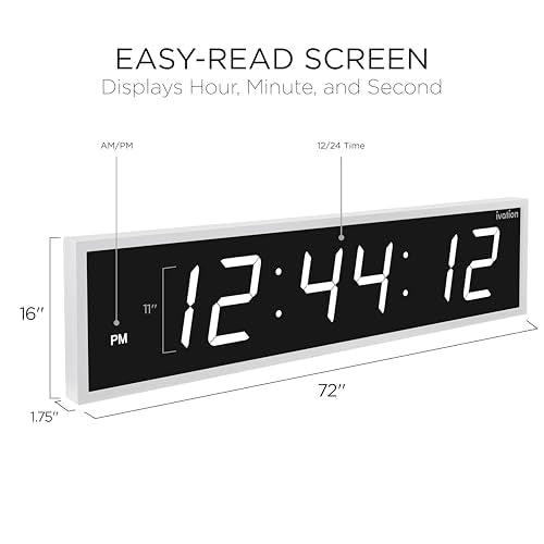Oversized Digital Wall Clock with Large LED Display & Timer