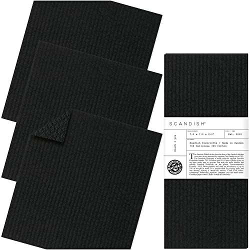 Black Swedish Dishcloths for Kitchen (3 Count)