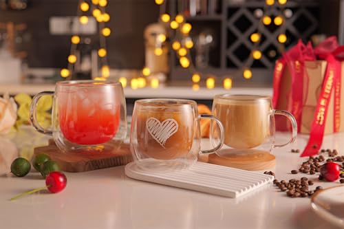 16oz Double Walled Glass Coffee Mugs (2 Count)
