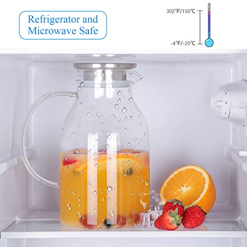 Glass Water Pitcher with Lid and Spout