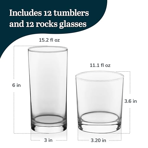 Province Tumbler & Rocks Beverage Glasses Set of 24 (24 Count)