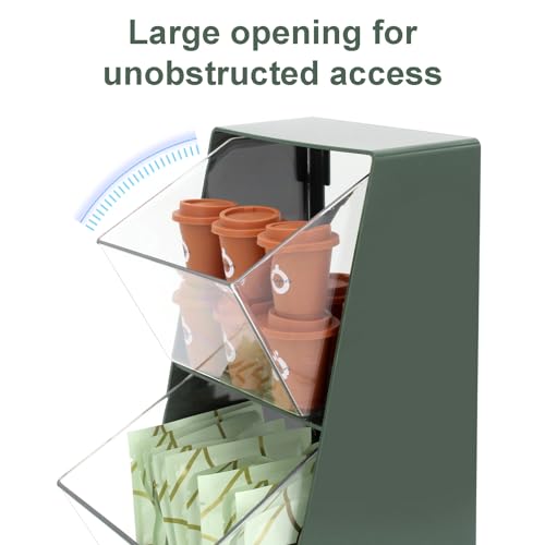 Coffee Pod Storage with 2 Large Capacity Basket K Cup Holder Countertop Organizer for Creamer Keuring Espresso Capsule Plastic Tea Bag Organizer Green