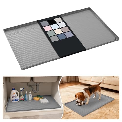 Waterproof Silicone Under Sink Mat 31'' x 19'' Shelf Liner for Kitchen and Bathroom