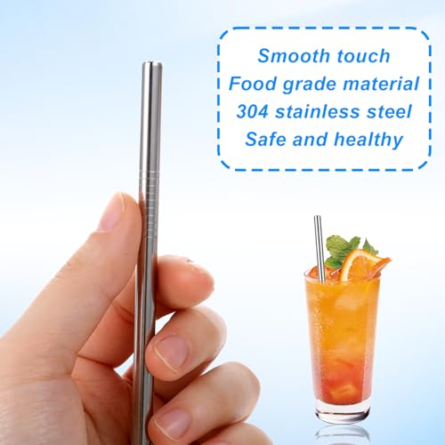 10 Pack 4.7 Inch Short Metal Cocktail Straws Reusable Stainless Steel Straws Drinking Straws Steel Straws Drinking with Cleaning Brush for Coffee Mugs (10 Count)