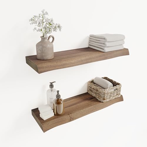 24'' Live Edge Floating Shelves for Wall (2 Count)