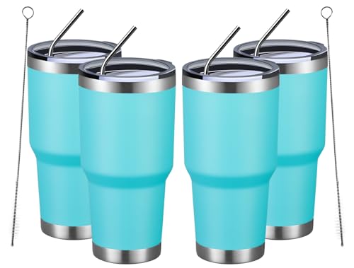 30oz Insulated Tumbler With Lids and Straws (4 Count)