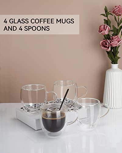 4 Pack Double Walled Coffee Cups Glasses Mug (4 Count)