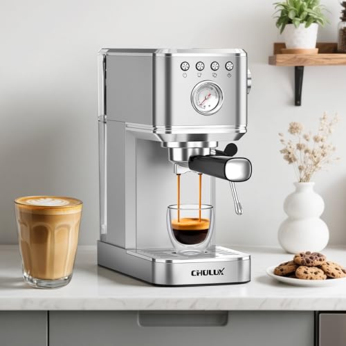 Slim Espresso Machine with Milk Frother for Home Cappuccino & Latte
