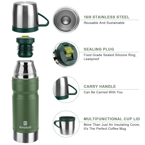 Vacuum Insulated Water Bottle Thermo Water Flask with Cup 680ml