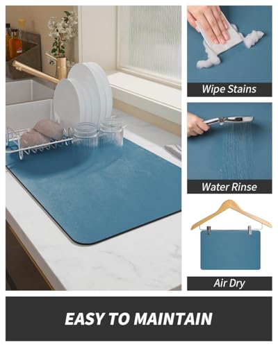 Coffee Mat Hide Stain Rubber Backed Absorbent Dish Drying Mat for Kitchen Counter
