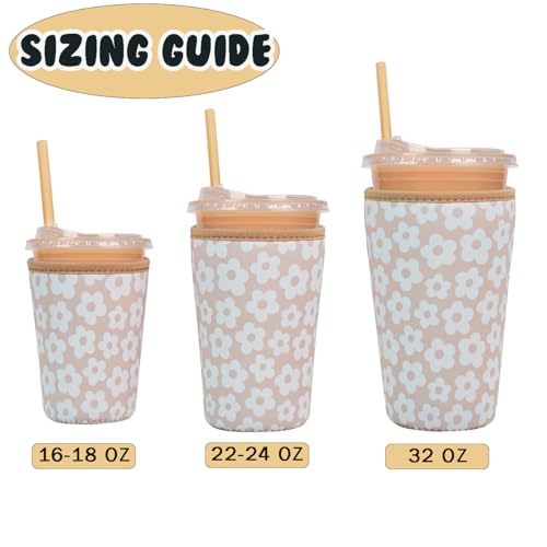 Reusable Insulated Neoprene Iced Coffee Cup Sleeve (3 Count)