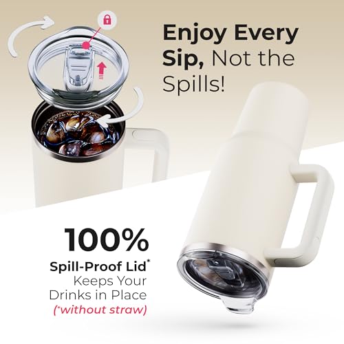 40 oz Tumbler With Handle and Straw Made of Stainless Steel