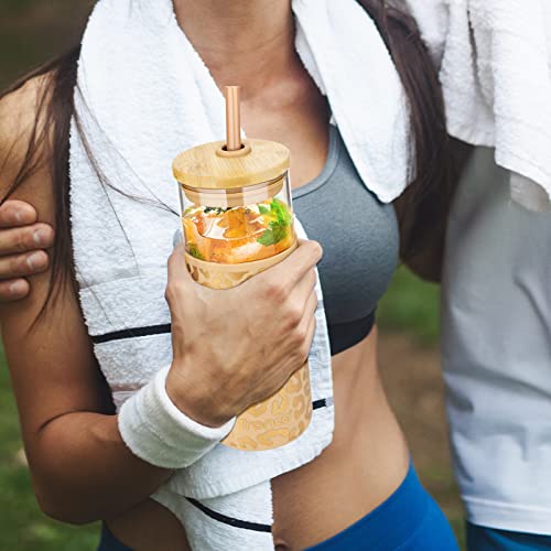 20 oz Glass Tumbler with Lids and Straws