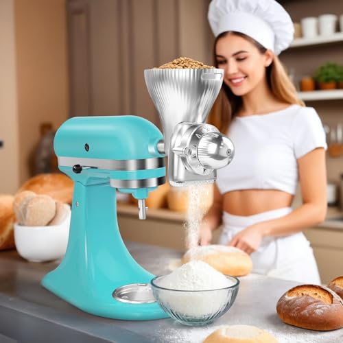 All Metal Grain Mill Attachment for KitchenAid Stand Mixers Wheat Grinder Flour Mill for Sourdough Baking
