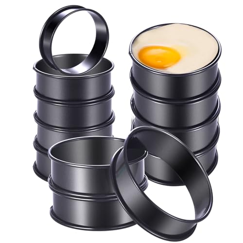 12Packs Crumpet Rings NONSTICK English Muffin Rings 3.15 Inch Stainless Steel Double Rolled Tart Ring Upgraded Round Metal Baking Cooking Pastry Ring Molds for muffins