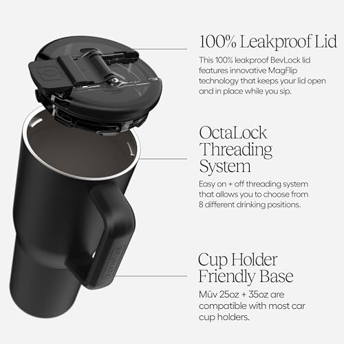 Müv 35oz 100% Leak Proof Insulated Coffee Mug with Handle & Lid