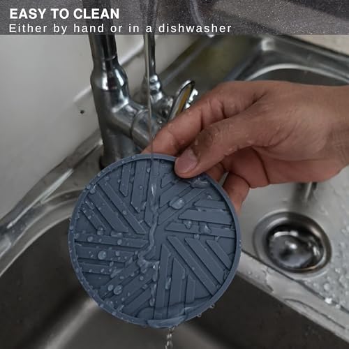 Silicone Coasters Set of 6 & Gold Holder with smart Modern Groove Patterns