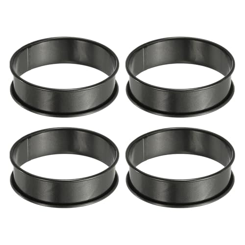 4pcs Crumpet Rings 3.15" Nonstick Round Cake Ring Stainless Steel Double Rolled English Pastry Rings for Kitchen Baking Crumpet Dessert (4 Count)