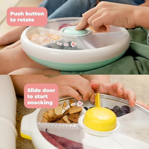 Kids Large Snack Spinner Slide Bundle with Hand Strap and Sticker Sheet