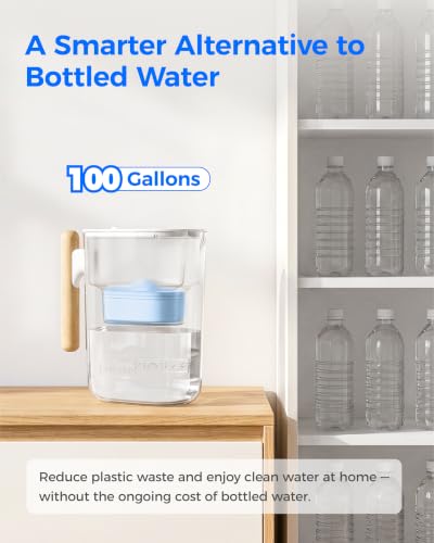 PT-04C-A Alkaline Water Filter Pitcher, 10-Cup Capacity, Clear