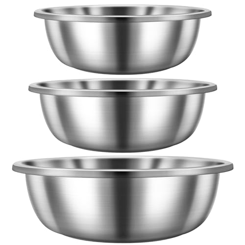 Set of 3 Extra Large Stainless Steel Mixing Bowls Large Mixing Container Easy to Clean (3 Count)