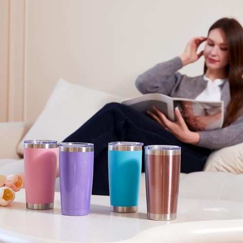 20oz Tumbler 4 Pack Double Wall Vacuum Insulated Travel Mug Bulk (4 Count)