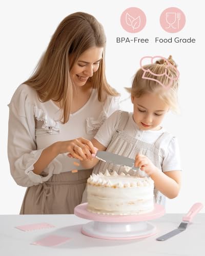 Cake Decorating Kit with Turntable Baking Supplies for Beginner Pros (6 Count)