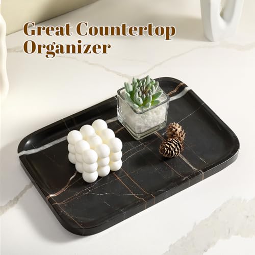Marble Tray 12"x8" Natural Marble Vanity Tray for Countertop Bathroom Kitchen Dresser